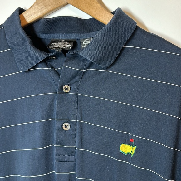 Masters Clubhouse Collection Polo Mens Large Blue Striped Golf Shirt 100% Cotton - Picture 2 of 5